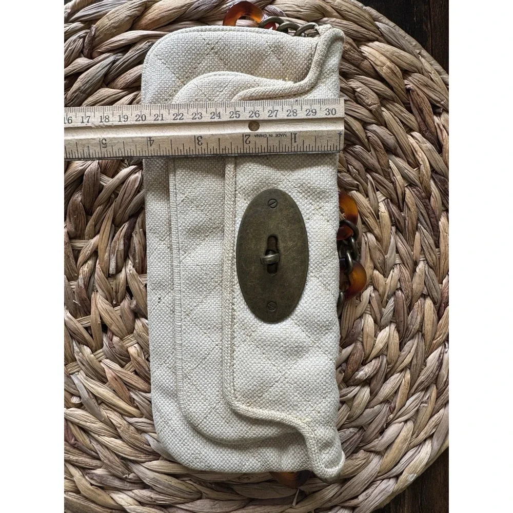 Steve Madden Y2K Quilted Shoulder Bag Tortoise Chain Strap Tan